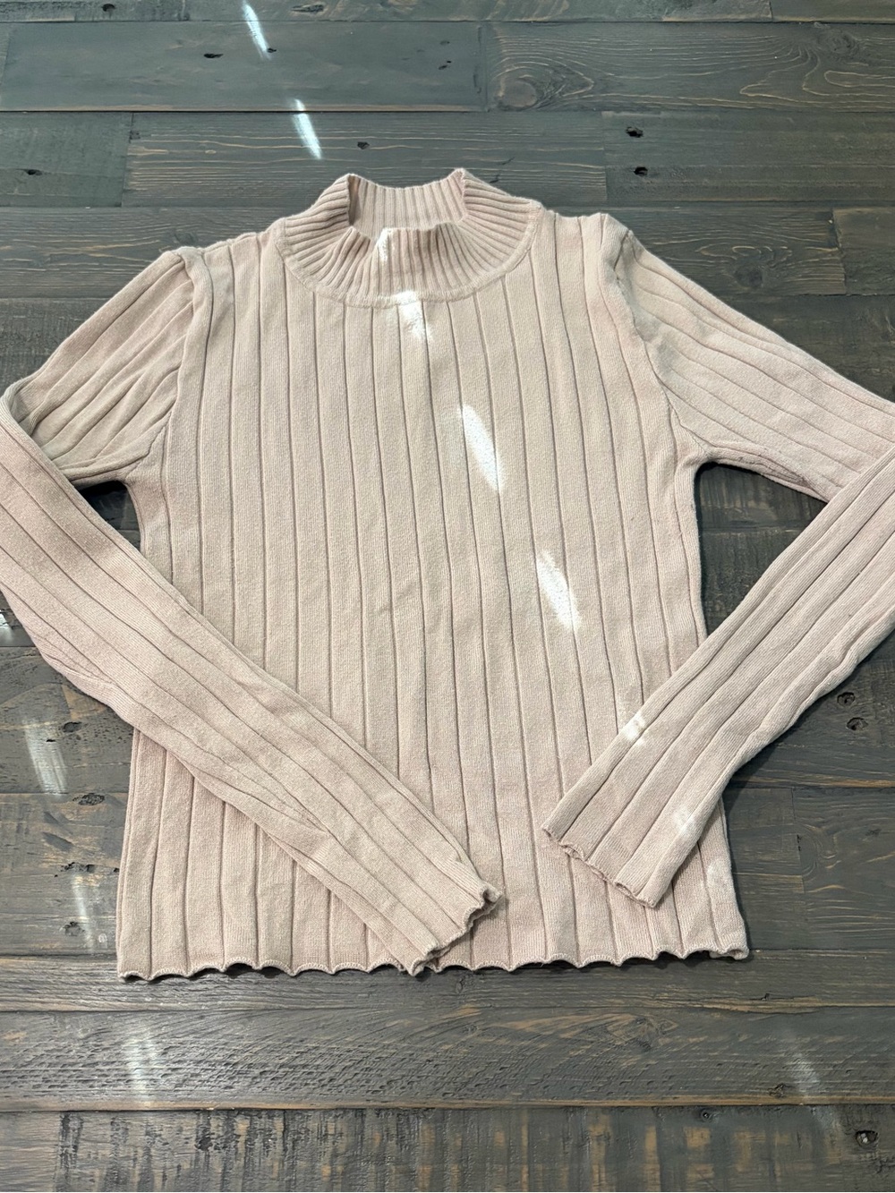Forever 21 Women’s Ribbed Mock Neck Sweater Top Beige Size Small